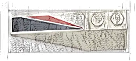 Wedge 6 x 2 Left with Dark Blue and Red Triangle and Angled Stripes Pattern (Sticker) – Set 42109