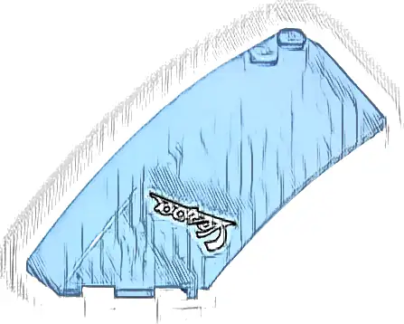 Wedge 8 x 3 x 2 Open Left with Silver Script Vespa Logo Pattern (Sticker) - Set 10298