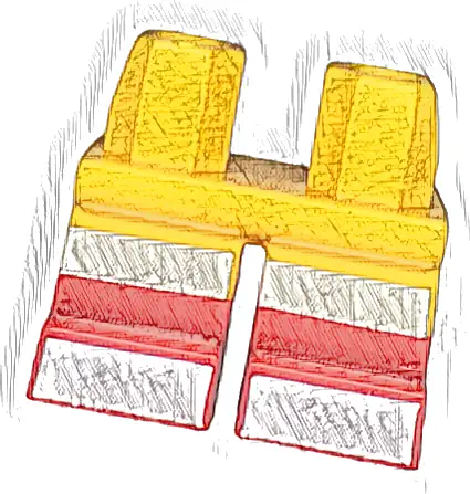 Legs Short with Molded Red Lower Legs / Boots and Printed White Stripes on Legs and Feet Pattern