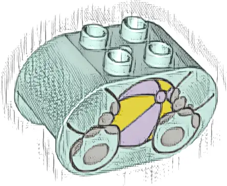 Duplo, Brick 2 x 4 x 2 Rounded Ends with Arms Holding Beach Ball and Light Bluish Gray Hooves, Hippo Body Pattern