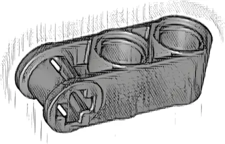 Technic, Axle and Pin Connector Perpendicular 3L with 2 Pin Holes