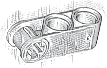 Technic, Axle and Pin Connector Perpendicular 3L with 2 Pin Holes