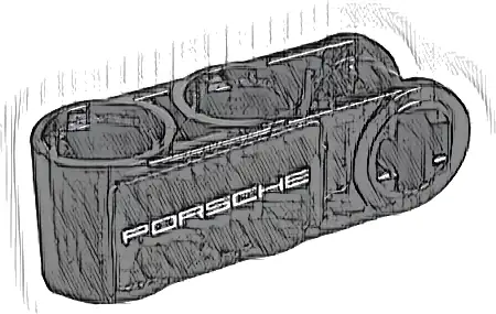 Technic, Axle and Pin Connector Perpendicular 3L with 2 Pin Holes with 'PORSCHE' Pattern Model Left Side (Sticker) - Set 42096
