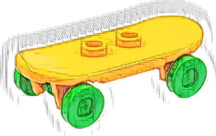 Minifigure, Utensil Skateboard Deck with Bright Green Wheels (42511 / 2496)