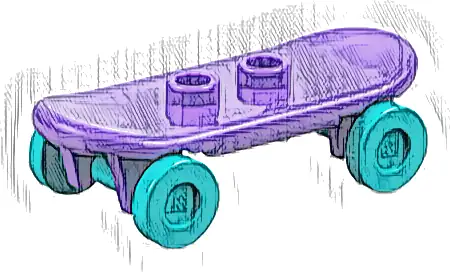 Minifigure, Utensil Skateboard Deck with Dark Turquoise Wheels (42511 / 2496)