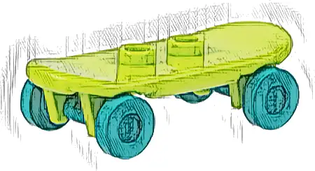 Minifigure, Utensil Skateboard Deck with Dark Turquoise Wheels (42511 / 2496)