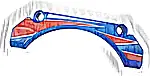 Część LEGO® 42531pb005 Technic, Panel Błotnik Samochodu Łukowy 9 x 2 x 3 Prosta Góra z Czerwono-Białymi Paskami Wyścigowymi i Trójkątami Wzór