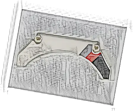 Technic, Panel Car Mudguard Arched 13 x 2 x 5 Straight Top with Black, Red and Gray Diagonal Stripes Pattern Model Back Left Side