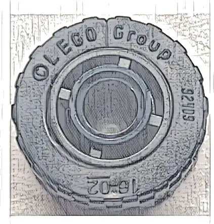 Wheel 11mm D. x 8mm with Center Groove with Black Tire 17.5mm D. x 6mm with Shallow Staggered Treads - Band Around Center of Tread (42610 / 92409)