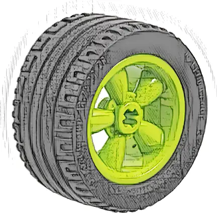 Wheel 30.4mm D. x 20mm with No Pin Holes and 5 Large Spokes with Black Tire 43.2 x 22 ZR (42716 / 44309)