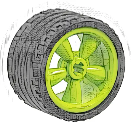 Wheel 30.4mm D. x 20mm with No Pin Holes and 5 Large Spokes with Black Tire 37 x 22 ZR (42716 / 55978)