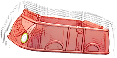 Duplo Car Body Blocky with Short Windshield with White and Lime Headlights Pattern