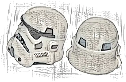 Minifigure, Headgear Helmet SW Stormtrooper with Molded Black Forehead, Eyes, Nose, Chin, and Panels on Back and Printed Dark Bluish Gray Marks and Light Bluish Gray Panels on Back Pattern