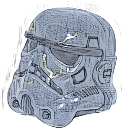 Minifigure, Headgear Helmet SW Stormtrooper with Molded Black Forehead, Eyes, Nose, Chin, and Panels on Back and Printed Black Marks and Gold Cracks Pattern (Night Trooper)