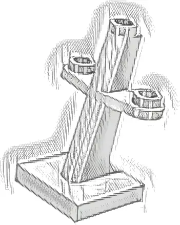 Boat, Mast 2 x 2 x 3 Inclined with Stud on Top and Two Sides