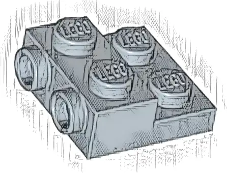 Plate, Modified 2 x 2 x 2/3 with 2 Studs on Side - Hollow Bottom Tube