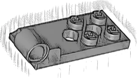 Hinge Plate 2 x 4 with Pin Hole and 2 Holes - Bottom