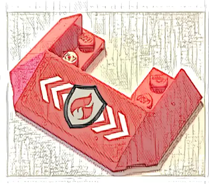 Wedge 6 x 4 Cutout (Train Roof) with 9 Large Bottom Tubes with Black and Silver Fire Logo Badge and White Chevrons Pattern (Sticker) - Set 60373