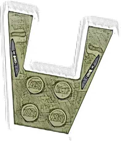 Wedge, Plate 4 x 4 with Black Stripes and Silver Shock Absorbers Pattern