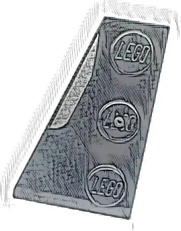 Wedge, Plate 3 x 2 Left with Silver Stripe Pattern