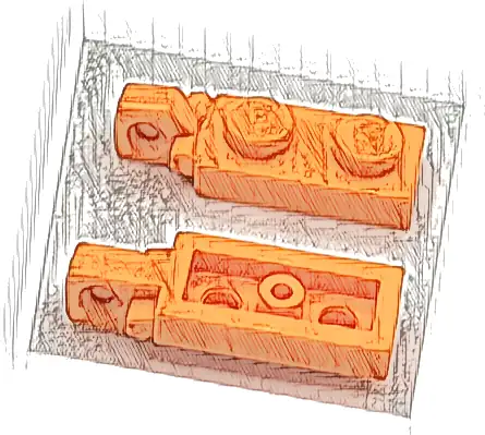 Hinge Plate 1 x 2 Locking with 1 Finger on End without Bottom Groove