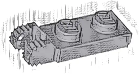 Hinge Plate 1 x 2 Locking with 2 Fingers on End