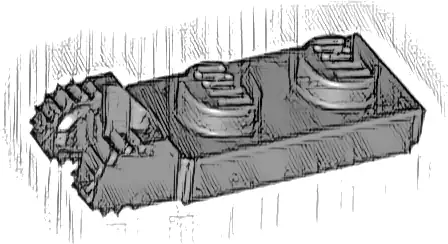 Hinge Plate 1 x 2 Locking with 2 Fingers on End