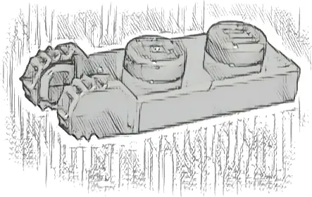 Hinge Plate 1 x 2 Locking with 2 Fingers on End