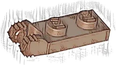 Hinge Plate 1 x 2 Locking with 2 Fingers on End