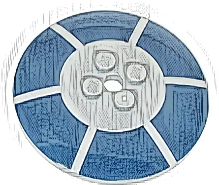 Dish 6 x 6 Inverted (Radar) - Solid Studs with 6 Dark Blue Arcs Pattern (SW R2-D2 Astromech Droid Top)