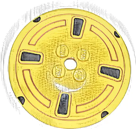 Dish 6 x 6 Inverted (Radar) - Solid Studs with Black and Medium Nougat Hubcap Pattern