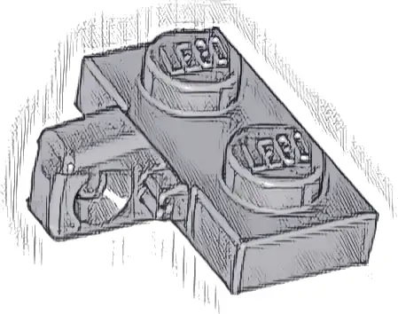 Hinge Plate 1 x 2 Locking with 1 Finger on Side without Bottom Groove