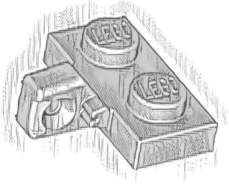 Hinge Plate 1 x 2 Locking with 1 Finger on Side without Bottom Groove