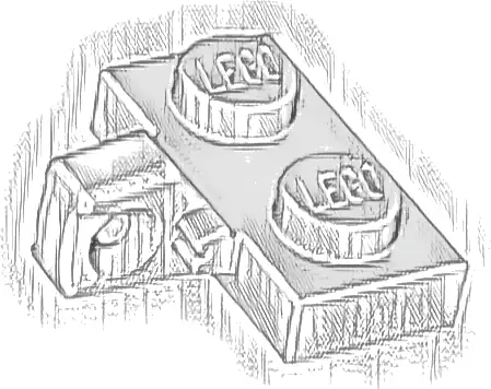 Hinge Plate 1 x 2 Locking with 1 Finger on Side without Bottom Groove