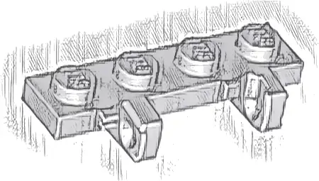 Hinge Plate 1 x 4 Locking Dual 1 Finger on Side
