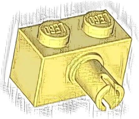 Brick, Modified 1 x 2 with Pin and Bottom Stud Holder