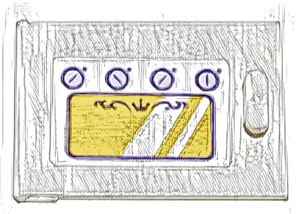 Container, Cupboard 2 x 3 x 2 Door with Gold Oven Window with White Reflections, and 4 Dark Purple and Lavender Circles Pattern (Sticker) - Set 43205