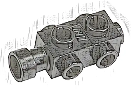 Brick, Modified 1 x 2 x 2/3 with Studs on Sides and Extended Stud Receptacle
