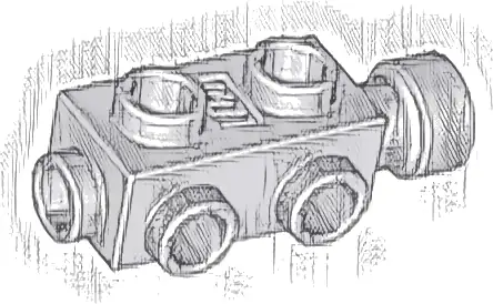 Brick, Modified 1 x 2 x 2/3 with Studs on Sides and Extended Stud Receptacle