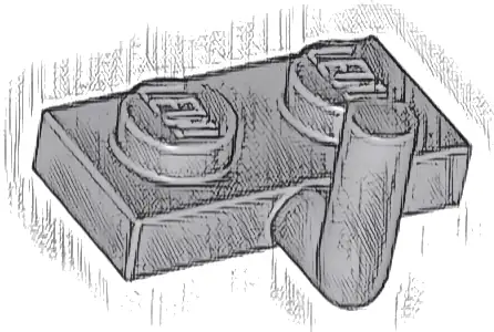 Plate, Modified 1 x 2 with Bar Arm Up (Horizontal Arm 5mm)