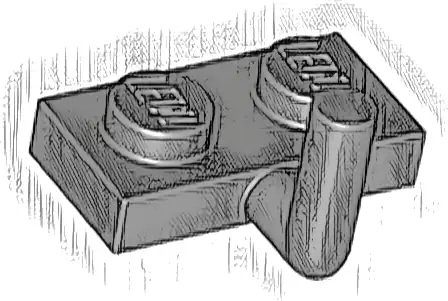 Plate, Modified 1 x 2 with Bar Arm Up (Horizontal Arm 5mm)