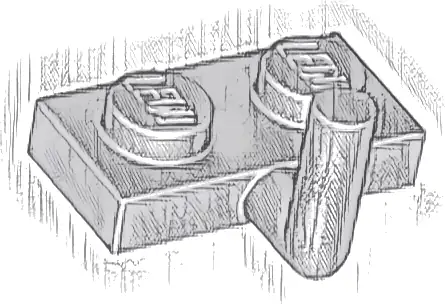 Plate, Modified 1 x 2 with Bar Arm Up (Horizontal Arm 5mm)