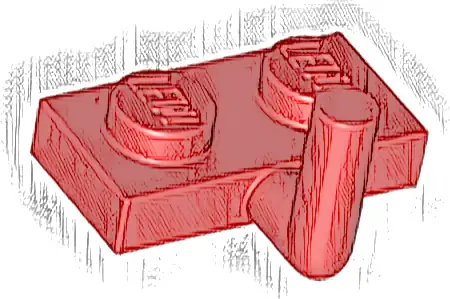 Plate, Modified 1 x 2 with Bar Arm Up (Horizontal Arm 5mm)