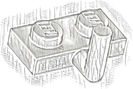 Plate, Modified 1 x 2 with Bar Arm Up (Horizontal Arm 5mm)