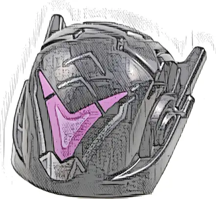Minifigure, Headgear Helmet with Ear Antennas with Bright Pink and Dark Pink V Visor and Silver and Dark Silver Trim Pattern