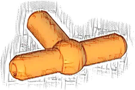 Pneumatic T Piece Second Version (T Bar with Ball in Center)