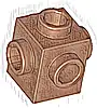 Klocek, Zmodyfikowany 1 x 1 z Wypustkami z 4 Stron