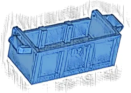 Container, Treasure Chest Bottom with Slots in Back