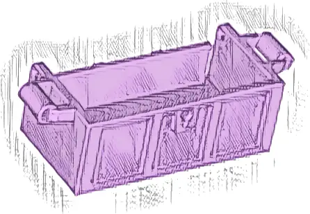 Container, Treasure Chest Bottom with Slots in Back