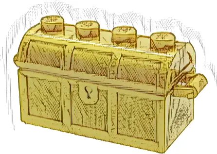 Container, Treasure Chest with Slots in Back and (Same Color) Thick Hinge Curved Lid (4738a / 4739a)